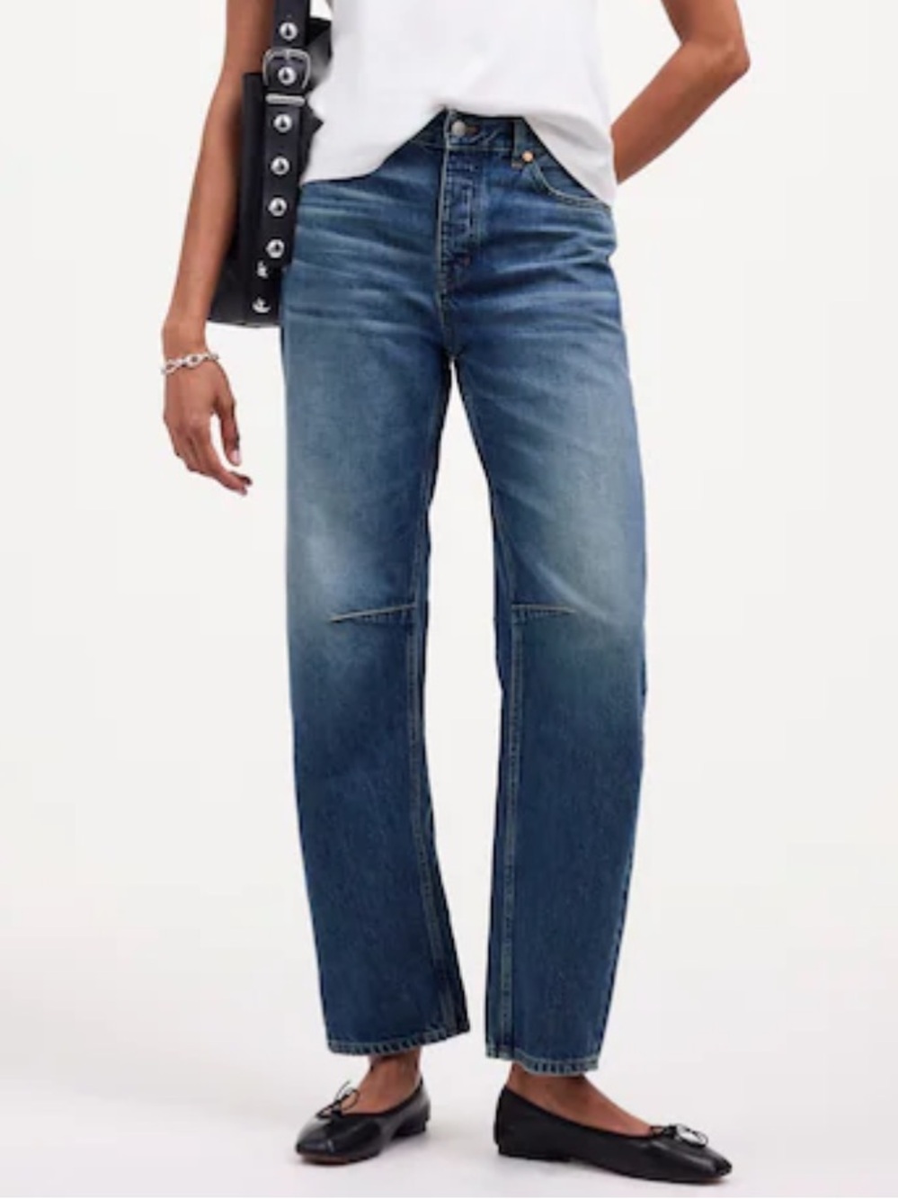 Madewell The Petite Darted Barrel-Leg Jean Irmo Wash Rigid Womens Size 27P NWT